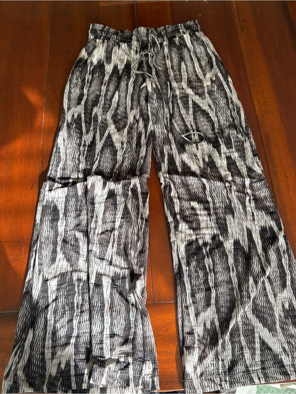 Gray and Black Patterned Sheer Pant With Built- Shorts